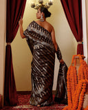 Handwoven Charcoal Grey Saree
