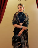 Midnight Blue Organza Embroidary Saree