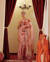 Organza Silk Srtipes Saree