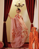Organza Silk Srtipes Saree