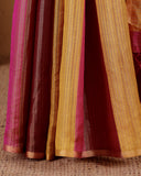 Mustard Rose Stripes Silk Saree