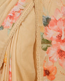 Pastel Lemon Bloom Linen Saree