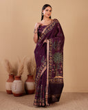Amethyst Bloom Moonga Silk Saree