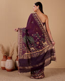Amethyst Bloom Moonga Silk Saree