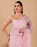 Pink Petal Tissue Stripes Chanderi Silk Saree