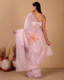 Pink Petal Tissue Stripes Chanderi Silk Saree