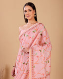 Blush Vine Chanderi Silk Saree