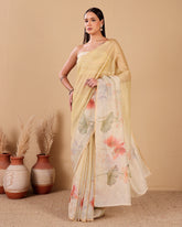 Chiniya Silk Tissue Stripes Saree with Hand Embroidery