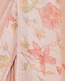Linen Saree with Floral Print & Lace Detailing