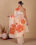 Chanderi Tissue Stripes Saree with Floral Print