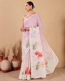 Linen Saree with Crochet Lace Detailing