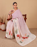 Linen Saree with Crochet Lace Detailing