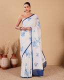 Linen Saree with Floral Print