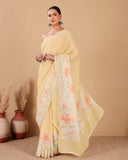 Linen Saree with Lace & Sequin Detailing