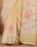 Linen Saree with Lace & Sequin Detailing