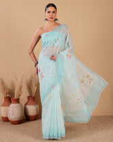 Stripes Chanderi Saree with Scallop Lace Detailing