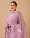 Dusty Mauve Embroidered Mal Chanderi Suit Set