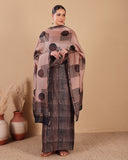 Beige & Black Chanderi Suit Set With Block Print Dupatta