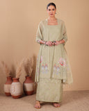 Sage Green Mal Chanderi Suit Set