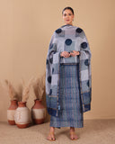 Powder Blue Chanderi Block Print Suit Set