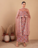 Blush Pink Mal Kurta Set with Organza Dupatta