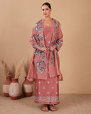 Rosewood Pink Chanderi Kurta Set with Printed Dupatta