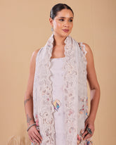 Ivory Mist Mal Kurta Set with Cutwork Dupatta - (Unstitched)