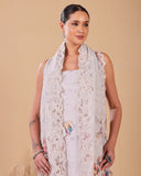 Ivory Mist Mal Kurta Set with Cutwork Dupatta
