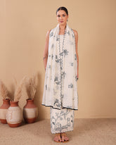 Ivory Botanical Mal Kurta Dupatta Set - (Unstitched)