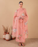 Blush Blossom Mal Kurta & Organza Dupatta Set