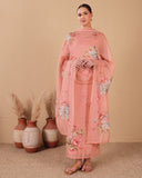 Blush Blossom Mal Kurta & Organza Dupatta Set