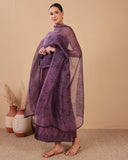 Royal Plum Organza Kurta Dupatta Set