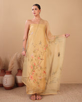 Golden Meadow Organza Kurta Dupatta Set - (Unstitched)