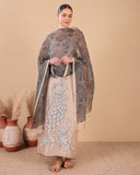 Mocha Bloom Organza Kurta Dupatta Set