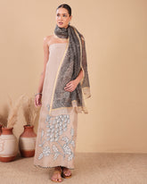 Mocha Bloom Organza Kurta Dupatta Set - (Unstitched)