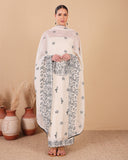 Ivory Peacock Bloom Mull Kurta Dupatta Set