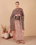 Peach Noir Organza Kurta Dupatta Set