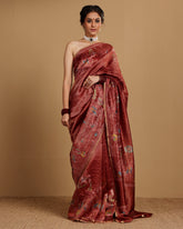 RED TISSUE STRIPES SILK SAREE