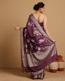 BURGUNDY WOVEN FLORAL SAREE