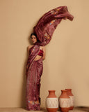 CARAMINE SILK TISSUE STRIPES SAREE