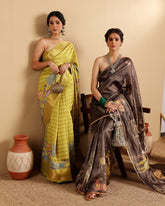 CANARY YELLOW SILK SAREE WITH PICHWAI PRIT AND WOVEN BORDER