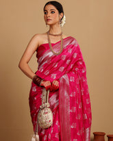 FUCHSIA KATAN SILK WOVEN SAREE