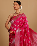 FUCHSIA KATAN SILK WOVEN SAREE