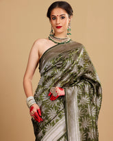 OLIVE GREEN BANARASI SAREE