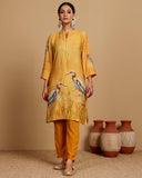 Golden Mustard Silk Cotton Kurta Set