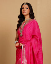 FUSHIA SILK STRIPES SAREE