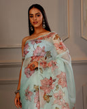 Floral Embroidary Organza Saree