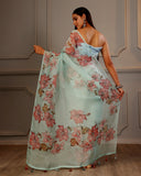 Floral Embroidary Organza Saree