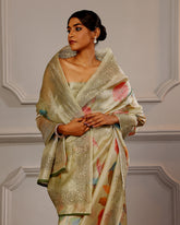 Pastel Green Tissue Saree with Embroidery Border
