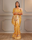 Mustard Floral Linen Saree